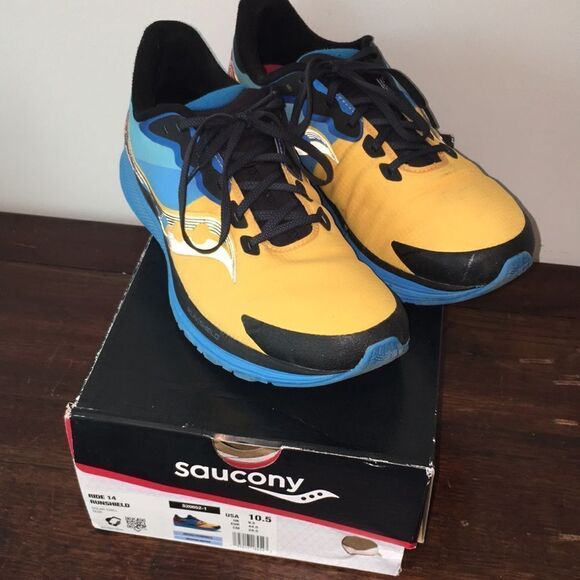 Saucony Ride 14 Solar Chill Sunshield Rainbow Running Marathon Training shoes - Picture 1 of 8